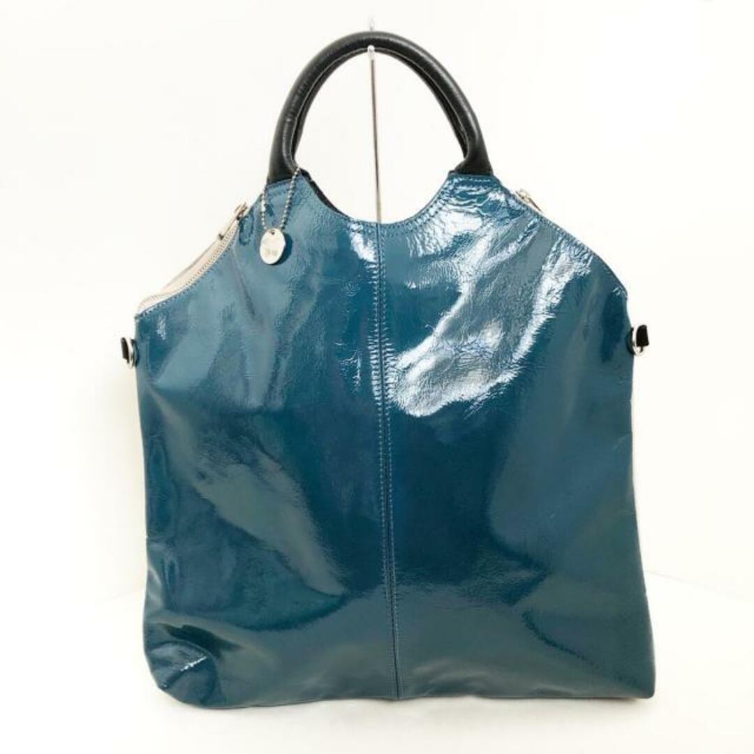 LAURA DI MAGGIO(ローラディマジオ) トートバッグ - ベージュ×ブルーグリーン×黒 エナメル（レザー） レディースのバッグ(トートバッグ)の商品写真