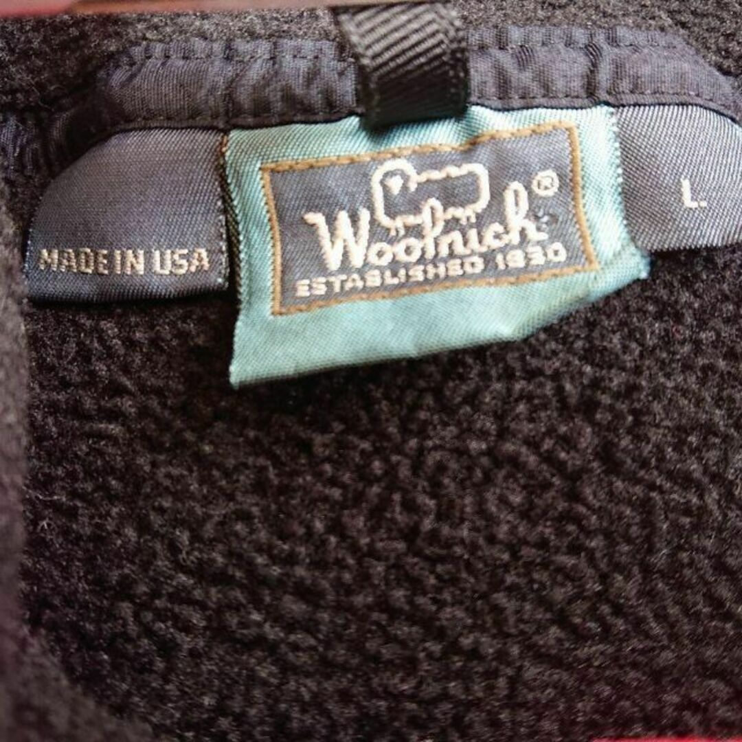 WOOLRICH(ウールリッチ)の90s wool richハーフスナップフリース古着ウールリッチUSA製 黒 メンズのジャケット/アウター(ブルゾン)の商品写真