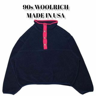 WOOLRICH - 90s wool richハーフスナップフリース古着ウールリッチUSA製 黒