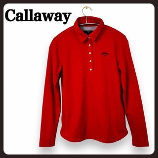 Callaway - キャロウェイ レディース ゴルフ 花柄共襟 長袖シャツ レッド Mサイズ