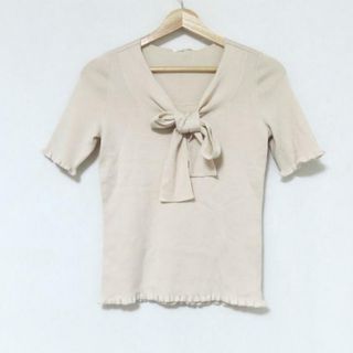 トゥービーシック(TO BE CHIC)のTO BE CHIC(トゥービーシック) 半袖セーター サイズ2 M レディース美品  - ベージュ ボウタイ(ニット/セーター)