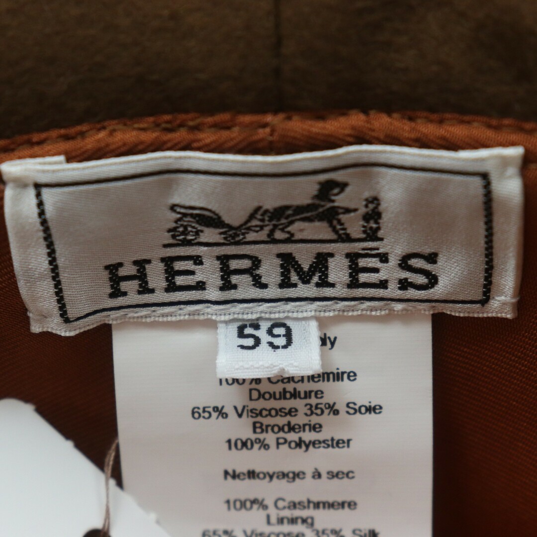 Hermes(エルメス)のITANU2AQA804 未使用 保管品 エルメス デビー チャーム バケットハット カシミア ブラウン ハート クローバー レディース サイズ59 レディースの帽子(ハット)の商品写真
