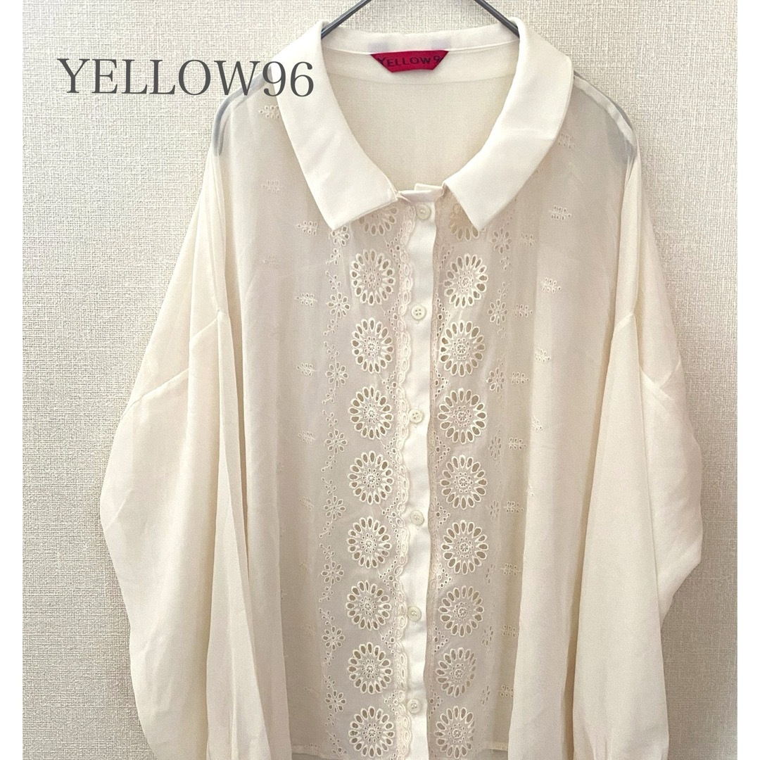 YELLOW96 シアーブラウス オフホワイト 可愛い シャツ透け感  レトロ レディースのトップス(シャツ/ブラウス(長袖/七分))の商品写真