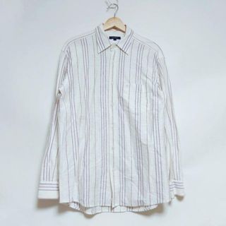 Burberry LONDON(バーバリーロンドン) 長袖シャツ サイズL メンズ - アイボリー×レッド×ライトブルー ストライプ(シャツ)