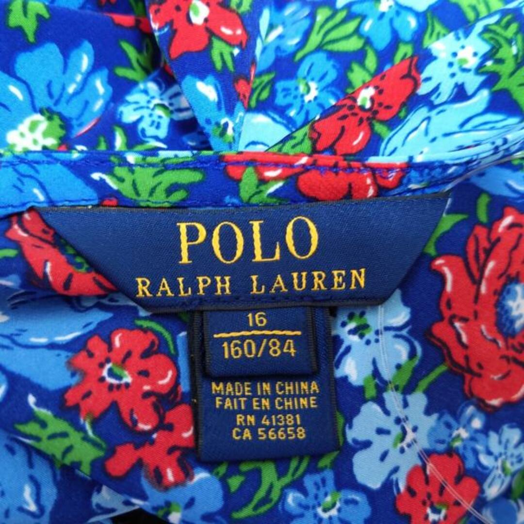 POLO RALPH LAUREN(ポロラルフローレン)のPOLObyRalphLauren(ポロラルフローレン) ワンピース サイズ160/84 レディース - ネイビー×レッド×ライトブルー クルーネック/半袖/ひざ丈/花柄 レディースのワンピース(その他)の商品写真