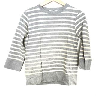 ドレステリア(DRESSTERIOR)のDRESSTERIOR(ドレステリア) 七分袖Tシャツ サイズL レディース - グレー×アイボリー クルーネック/LE TiROiR de DRESSTERIOR/ボーダー(Tシャツ(長袖/七分))