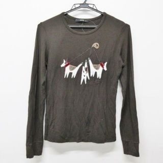 エトロ(ETRO)のETRO(エトロ) 長袖Tシャツ サイズ44 L レディース - ダークブラウン××白マルチ クルーネック/イヌ(Tシャツ(長袖/七分))