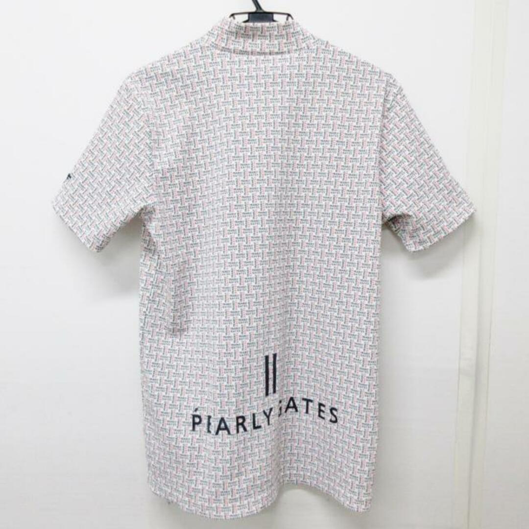 PEARLY GATES(パーリーゲイツ)のPEARLY GATES(パーリーゲイツ) 半袖カットソー サイズ5 XL メンズ美品  - 白×黒×レッド ハイネック メンズのトップス(Tシャツ/カットソー(半袖/袖なし))の商品写真