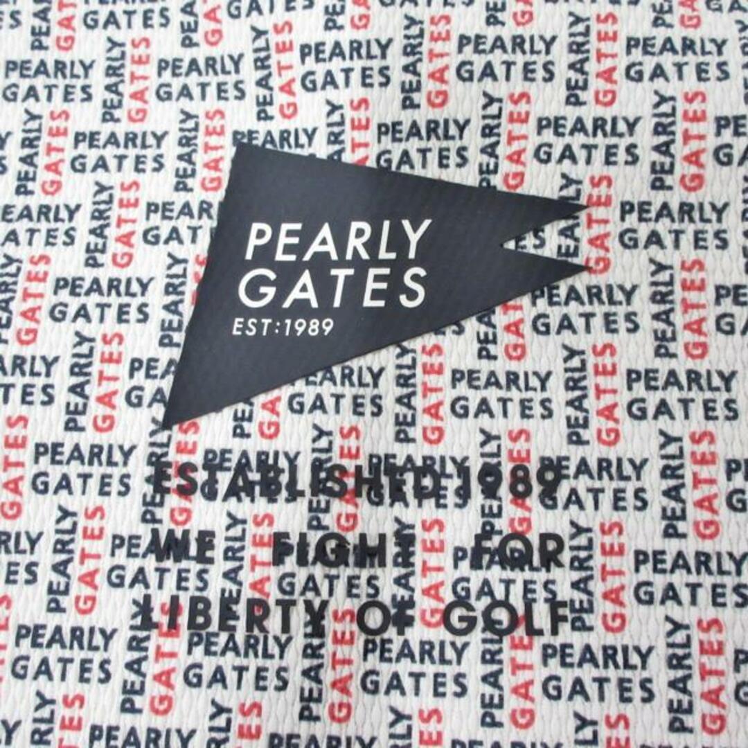 PEARLY GATES(パーリーゲイツ)のPEARLY GATES(パーリーゲイツ) 半袖カットソー サイズ5 XL メンズ美品  - 白×黒×レッド ハイネック メンズのトップス(Tシャツ/カットソー(半袖/袖なし))の商品写真