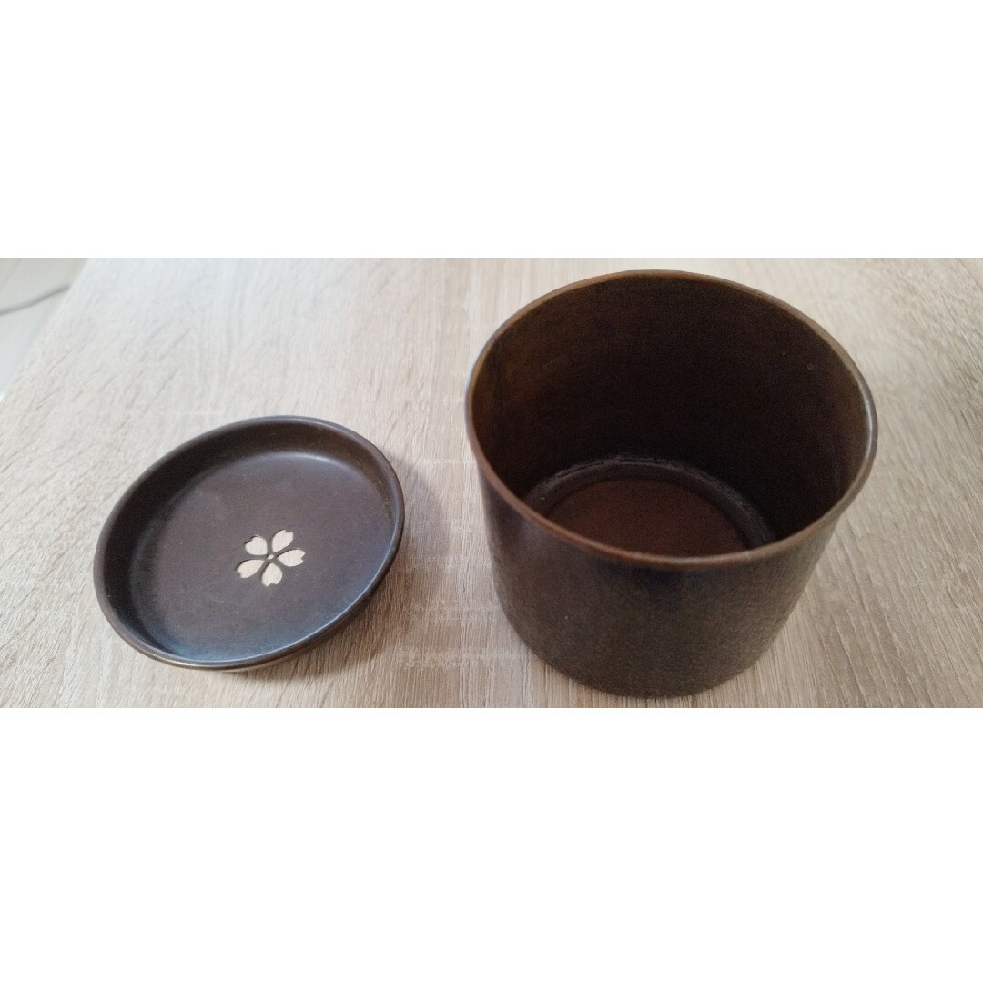 金正堂　茶筒　湯こぼし　銅製　昭和レトロ エンタメ/ホビーの美術品/アンティーク(金属工芸)の商品写真