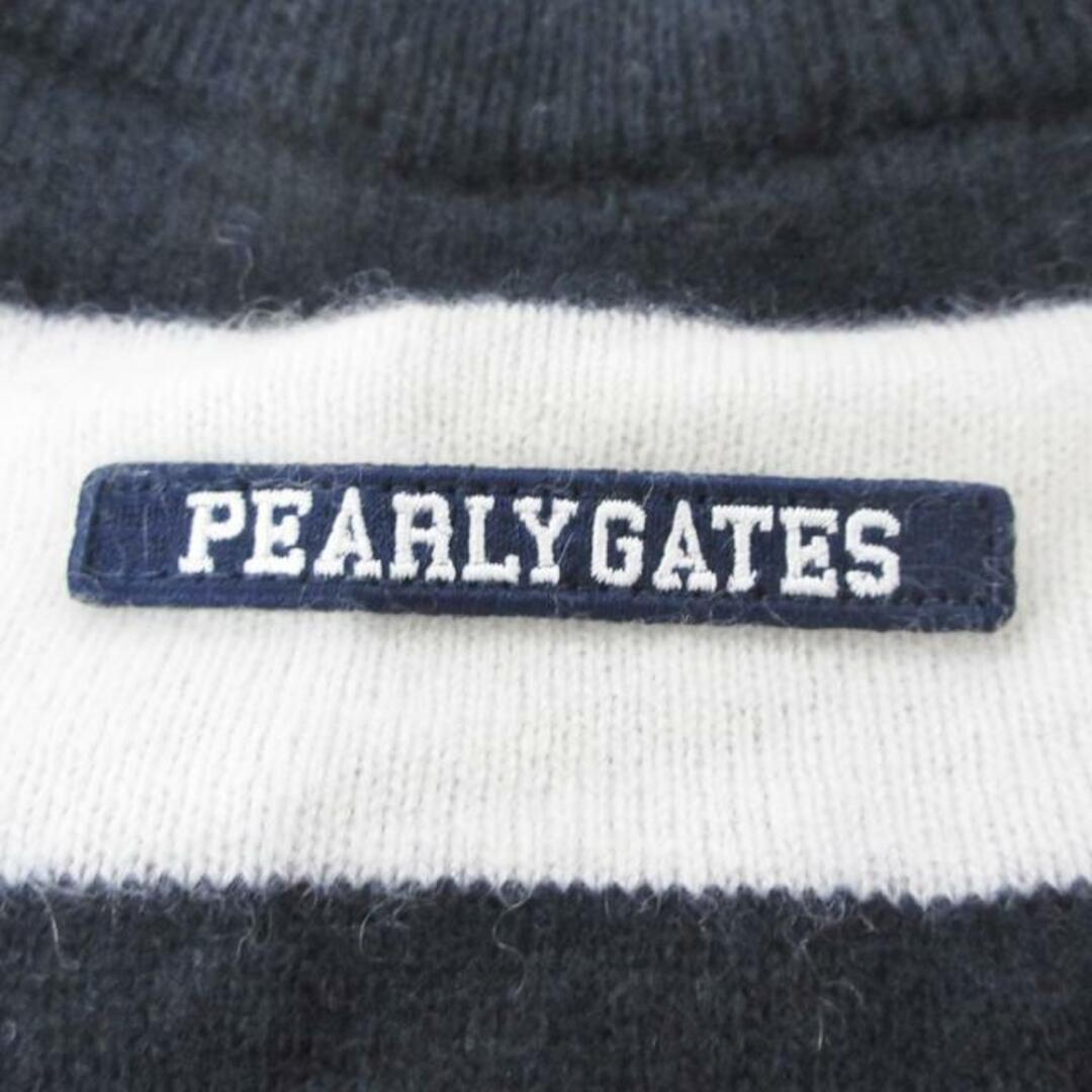 PEARLY GATES(パーリーゲイツ)のPEARLY GATES(パーリーゲイツ) 長袖セーター サイズ4 XL メンズ - 黒×白×ピンク 長袖/ボーダー メンズのトップス(ニット/セーター)の商品写真