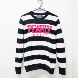 パーリーゲイツ(PEARLY GATES)のPEARLY GATES(パーリーゲイツ) 長袖セーター サイズ4 XL メンズ - 黒×白×ピンク 長袖/ボーダー(ニット/セーター)