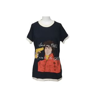 ジョンガリアーノ(John Galliano)のJOHN GALLIANO ジョンガリアーノ 半袖Ｔシャツ プリント ネイビー コットン ポリウレタン サイズS AUIU717S 美品 中古 60725(Tシャツ(半袖/袖なし))