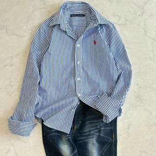 ラルフローレン(Ralph Lauren)の美品♪ラルフローレン ブルーストライプ 長袖 ポニー刺繡 青白 fq4(シャツ/ブラウス(長袖/七分))