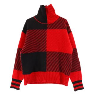 TOMMY HILFIGER - TOMMY HILFIGER トミーヒルフィガー ハイネック チェック柄 ニットセーター 6800321588 長袖 レッド/ブラック