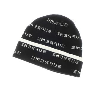 シュプリーム(Supreme)の【中古】シュプリーム Supreme 2020年春夏 Logo Repeat Beanie アクリル ニットキャップ ブラックxホワイト【メンズ】(ニット帽/ビーニー)