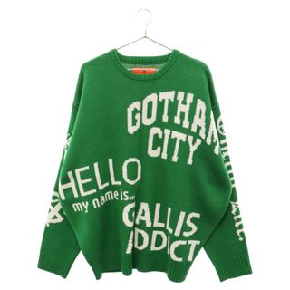 GALLIS ADDICTION ガリスアディクション GA JACQUARD-LOGO KNIT ロゴニット 長袖セーター グリーン J3P-85010(ニット/セーター)