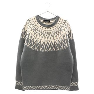 SUBCULTURE サブカルチャー NORDIC EXTRAFINEMERINOWOOL SWEATER ノルディック柄 ウールニット長袖セーター グレー/ホワイト SCKT-A2301(ニット/セーター)