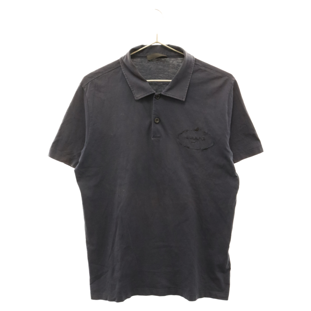 PRADA(プラダ)のPRADA プラダ ロゴ刺繍 コットン 半袖ポロシャツ ネイビー UJM508 R131 AN7 メンズのトップス(ポロシャツ)の商品写真