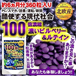 100倍濃縮 ビルベリー＆ルテイン コンドロイチン 約6ヵ月分 360粒×1袋♪(その他)