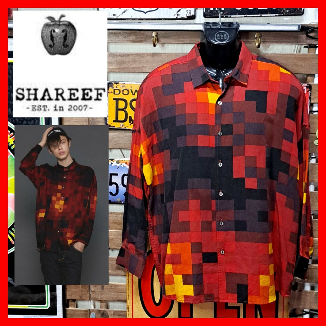 SHAREEF(シャリーフ)の定価2.9万　シャリーフ　モザイクチェック　ビッグシャツ　Ｍ　オーバーサイズ メンズのトップス(シャツ)の商品写真