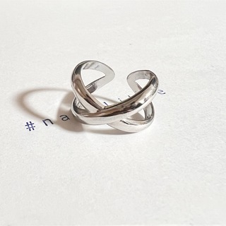 シルバーリング 925 銀 クロスワイド 大きめ ジオメトリック 韓国 指輪①(リング(指輪))