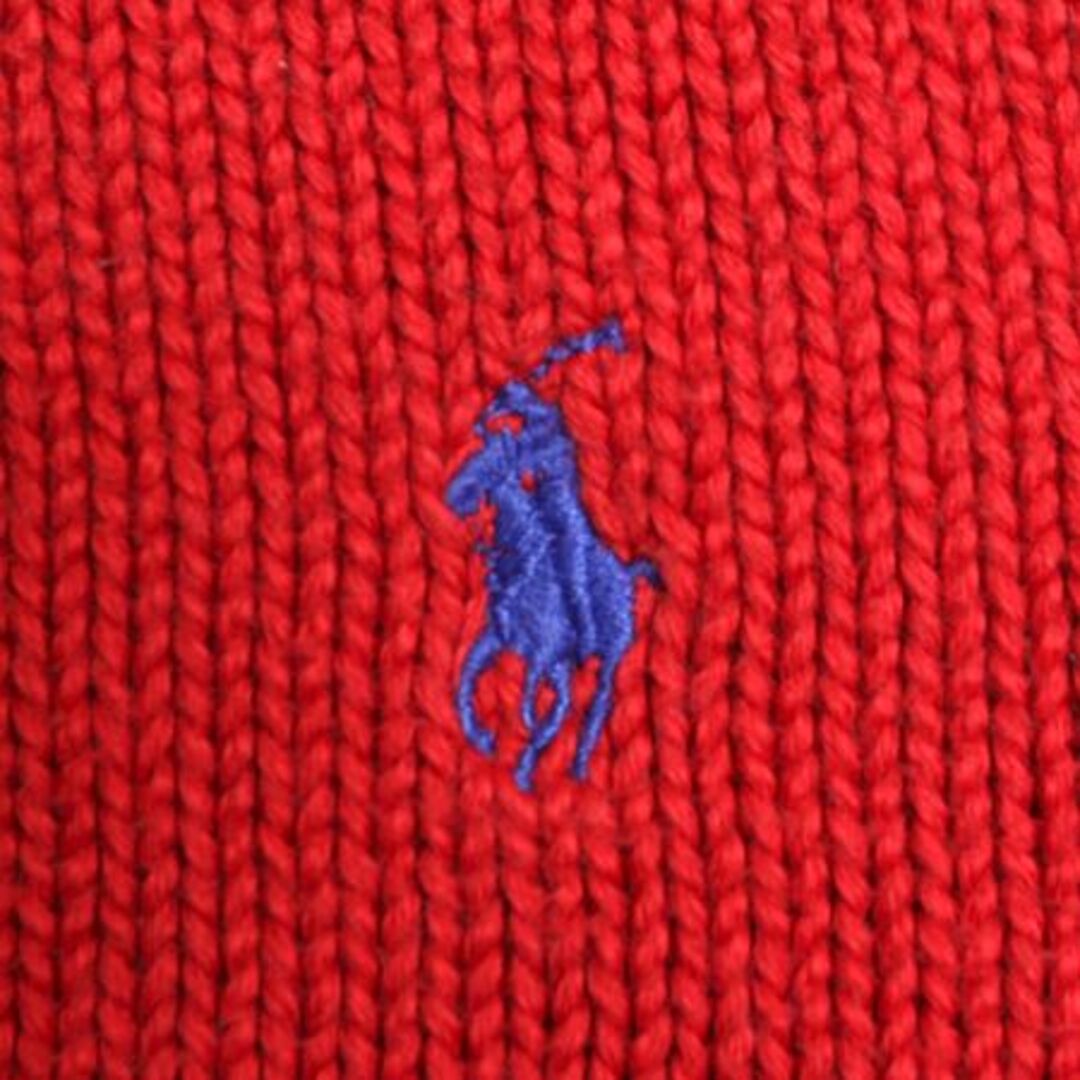 Ralph Lauren(ラルフローレン)の90s ポロ ラルフローレン コットン ニット ベスト メンズ レディース XL / 古着 90年代 POLO 重ね着 Vネック ワンポイント 大きいサイズ 赤 メンズのトップス(ベスト)の商品写真