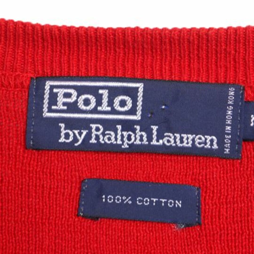 Ralph Lauren(ラルフローレン)の90s 初期 ポロ ゴルフ ラルフローレン コットン ニット ベスト メンズ レディース M / 90年代 POLO GOLF 重ね着 Vネック ワンポイント 赤 メンズのトップス(ベスト)の商品写真