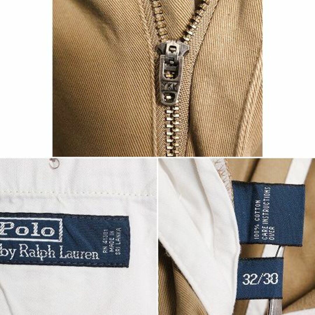 Ralph Lauren(ラルフローレン)の90s ポロ ラルフローレン コットン チノ パンツ メンズ 32 30 90年代 オールド POLO チノパン ストレート スラックス ポロチノ 2タック 茶 メンズのパンツ(チノパン)の商品写真