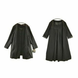 KFC0675-2■ 新品 フォーマル 2点セット ノーカラー 23ABR 黒(礼服/喪服)