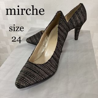 ★美品★   mirche   ブラック×ゴールド　パンプス(ハイヒール/パンプス)