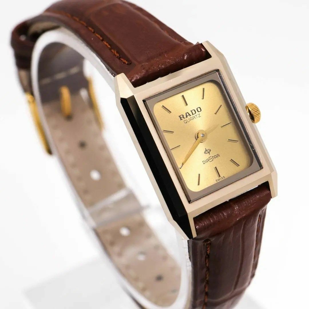 RADO(ラドー)の《美品》RADO DIASTAR 腕時計 ゴールド レディース レザー レア u レディースのファッション小物(腕時計)の商品写真