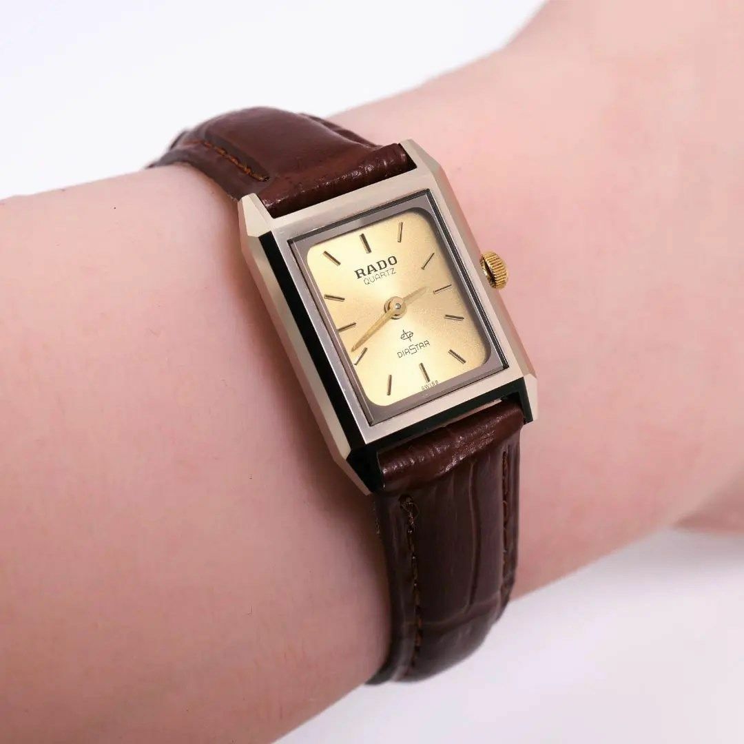 RADO(ラドー)の《美品》RADO DIASTAR 腕時計 ゴールド レディース レザー レア u レディースのファッション小物(腕時計)の商品写真