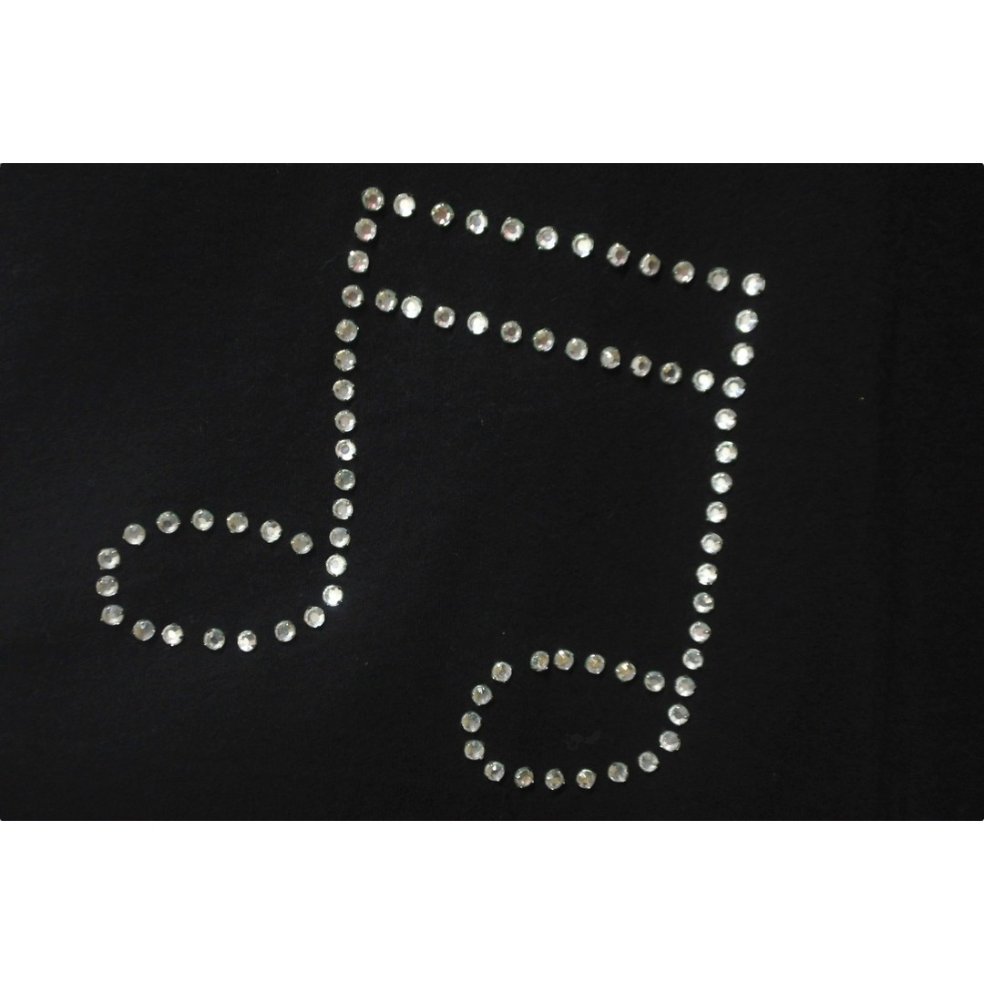 Saint Laurent(サンローラン)のSAINT LAURENT PARIS サンローランパリ 半袖Ｔシャツ 音符 436948 ラインストーントーン コットン ブラック S 美品 中古 60703 レディースのトップス(Tシャツ(半袖/袖なし))の商品写真