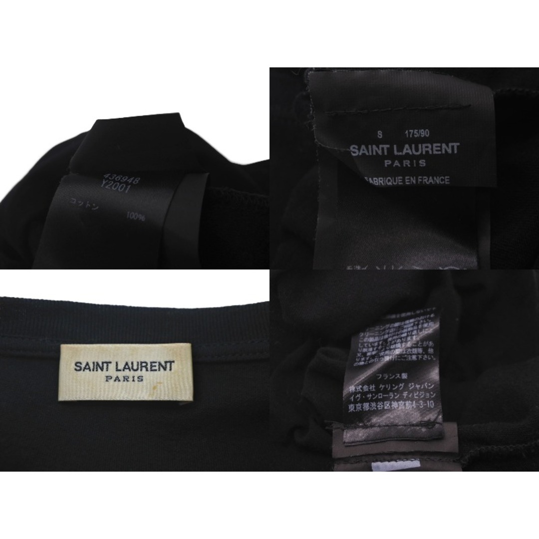 Saint Laurent(サンローラン)のSAINT LAURENT PARIS サンローランパリ 半袖Ｔシャツ 音符 436948 ラインストーントーン コットン ブラック S 美品 中古 60703 レディースのトップス(Tシャツ(半袖/袖なし))の商品写真