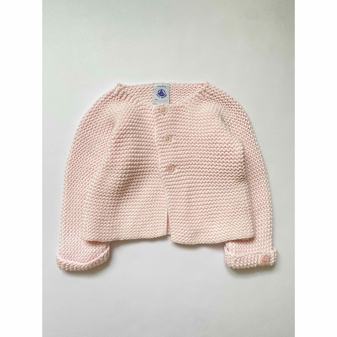 PETIT BATEAU(プチバトー)のガーター編みニットカーディガン　プチバトー　80 キッズ/ベビー/マタニティのベビー服(~85cm)(カーディガン/ボレロ)の商品写真