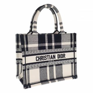 ディオール(Dior)の【中古】【Aランク】Christian Dior クリスチャンディオール ブックトートバッグ スモール キャンバス ブラック ホワイト タータンチェック【ISEYA】(トートバッグ)