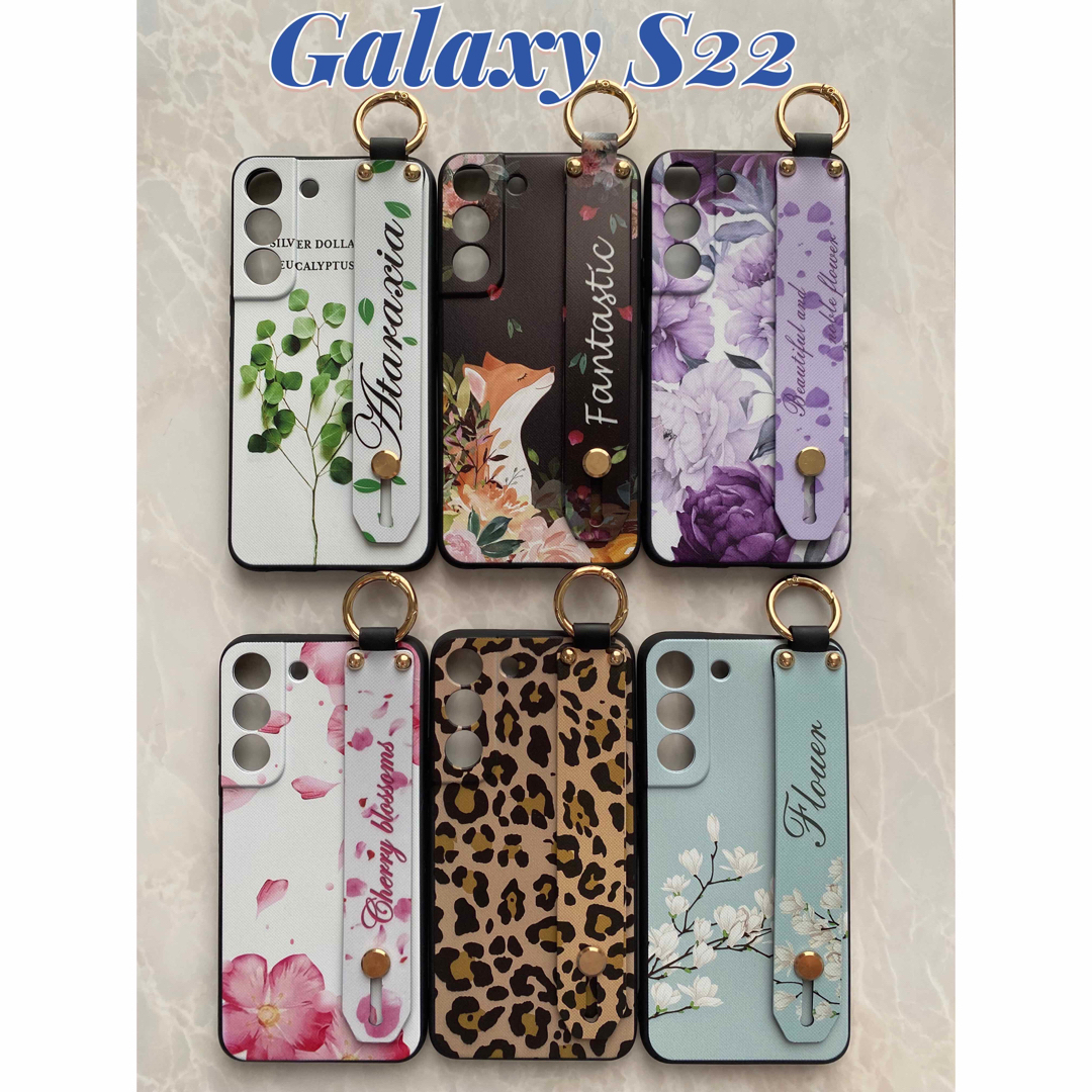 Galaxy(ギャラクシー)のGalaxyS22 可愛い♪ハンドベルト＆ストラップ２点付き白の花 フラワー スマホ/家電/カメラのスマホアクセサリー(Androidケース)の商品写真