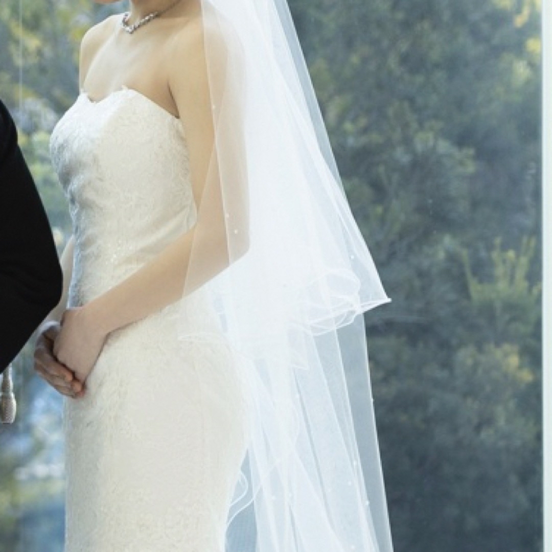 マーメイド ウェディングドレス 取り外し可能袖付き ベール付き レディースのフォーマル/ドレス(ウェディングドレス)の商品写真