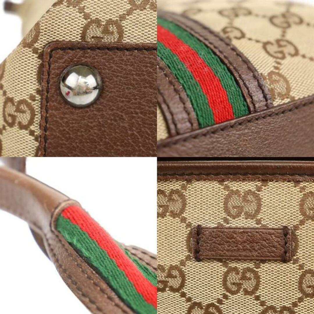 Gucci(グッチ)のグッチ トートバッグ 132898 203993 中古 シェリーライン GGキャンバス レザー GUCCI 【中古】 ｜手提げ 鞄 カバン バック 旅行 ブランド シンプル ファッション Bランク メンズのバッグ(トートバッグ)の商品写真