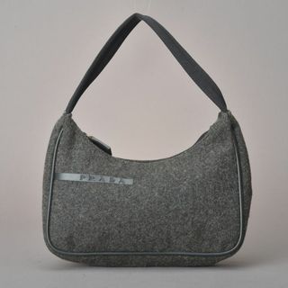 プラダ(PRADA)の美品◇PRADA プラダ FELTRO ハンドバッグ ポーチ ウール グレー(ハンドバッグ)