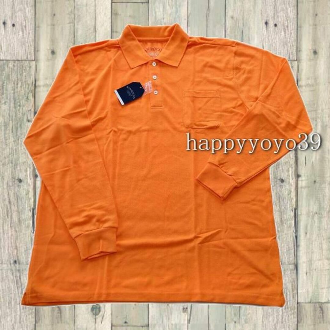 新品 激安5L 橙 メンズ長袖 鹿の子ポロシャツ速乾 吸汗 紳士 大きいサイズ メンズのトップス(ポロシャツ)の商品写真