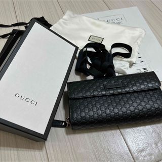 グッチ(Gucci)の新品　グッチ 三つ折り長財布 ラウンドファスナー マイクログッチシマレザー (長財布)