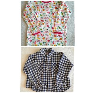 ユニクロ(UNIQLO)の2点セット　110cm　男女兼用　チェック　花柄　フラワー(Tシャツ/カットソー)