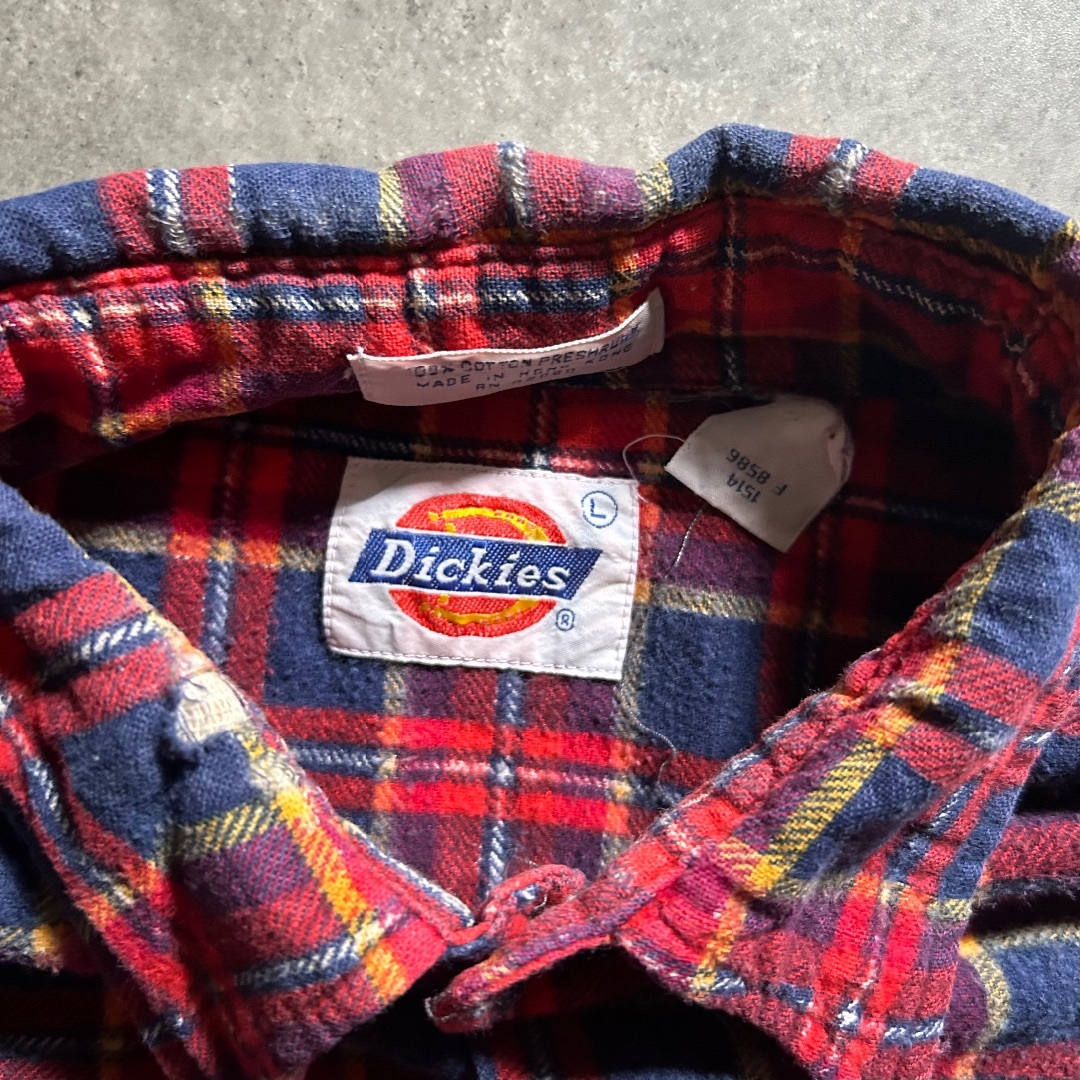 Dickies(ディッキーズ)の70s ディッキーズ プリントネルシャツ レッド×ネイビー L メンズのトップス(シャツ)の商品写真