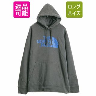 ザノースフェイス(THE NORTH FACE)のノースフェイス プリント スウェット フード パーカー メンズ XXL 古着 The North Face プルオーバー トレーナー 裏起毛 アウトドア グレー(パーカー)