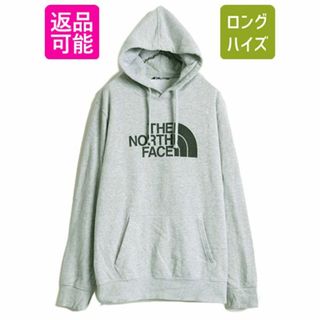 ザノースフェイス(THE NORTH FACE)のノースフェイス プリント スウェット フード パーカー メンズ L / 古着 The North Face トレーナー プルオーバー 裏起毛 アウトドア グレー(パーカー)