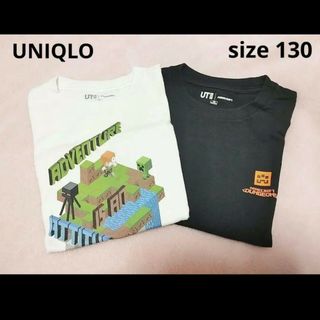 ユニクロ(UNIQLO)のUNIQLO マイクラ 黒＆白 2着セット 130(Tシャツ/カットソー)