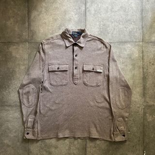 ラルフローレン(Ralph Lauren)の90s ラルフローレン ハーフボタンシャツ M ヘリンボーンツイル ブラウン(シャツ)