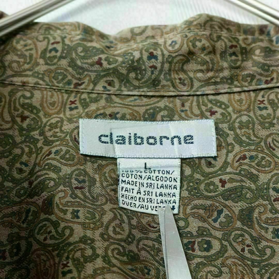 【希少】claiborne シャツ ペイズリー柄 総柄 長袖 入手困難 L